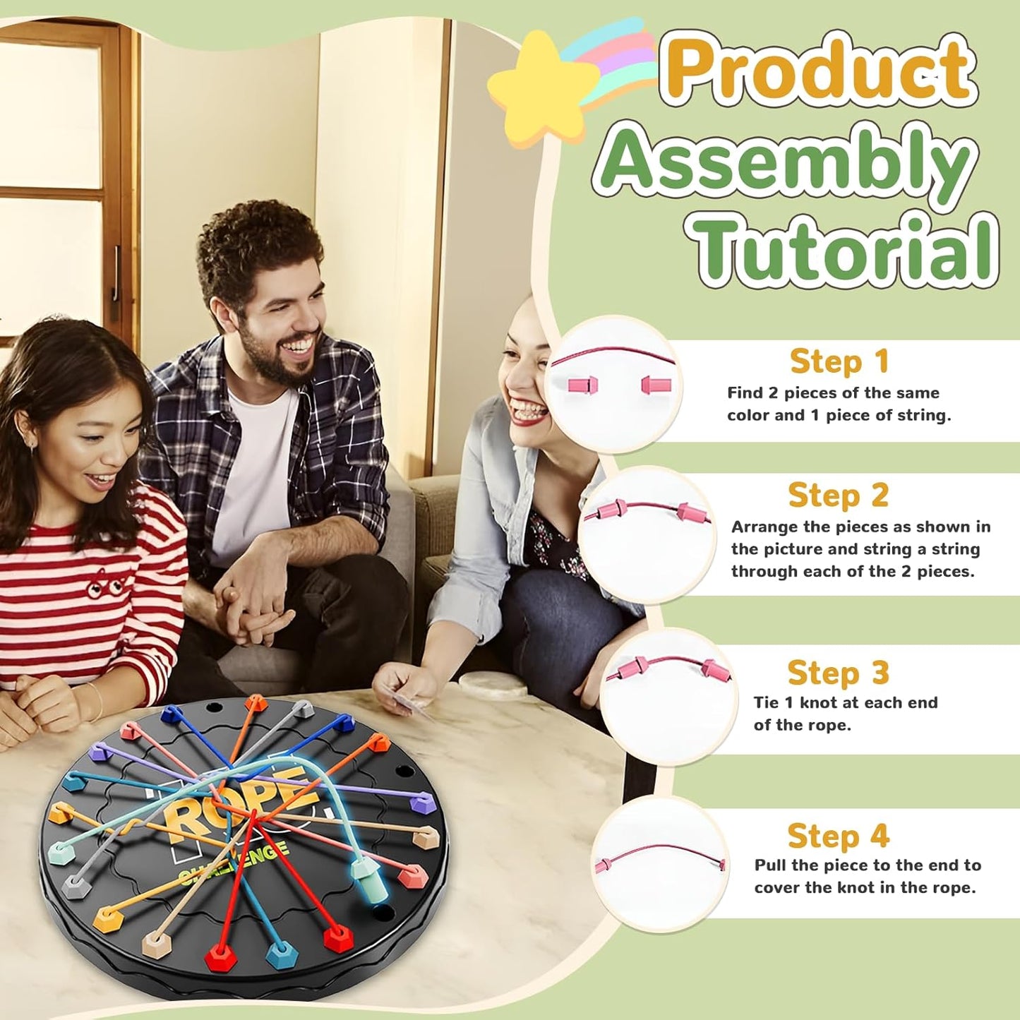 Brain Teasing Rope Puzzle Game | Multi-Level Logic Board for Kids & Families | Educational String Challenge for Home & Travel (Age 3+)