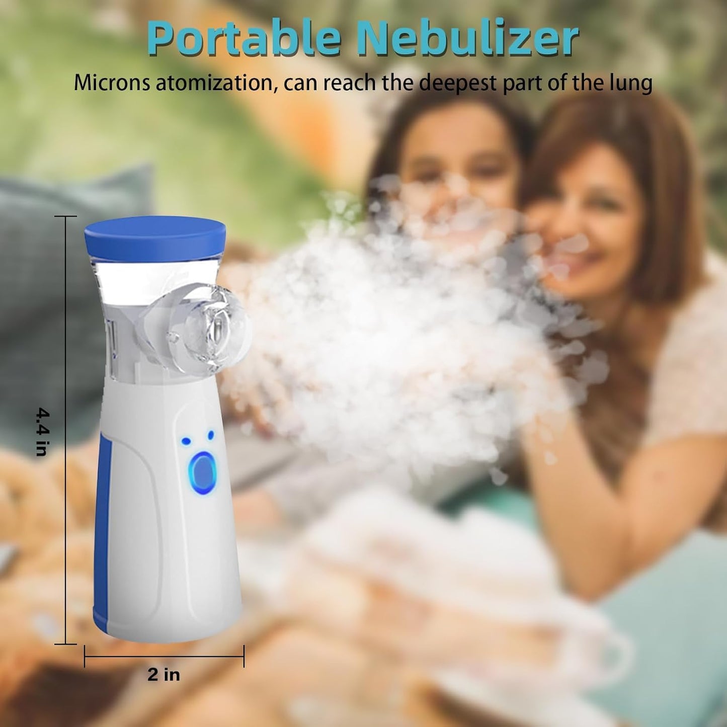 Portable Mesh Nebulizer – Silent Ultrasonic Vaporizer for Asthma, Cold & Cough Relief