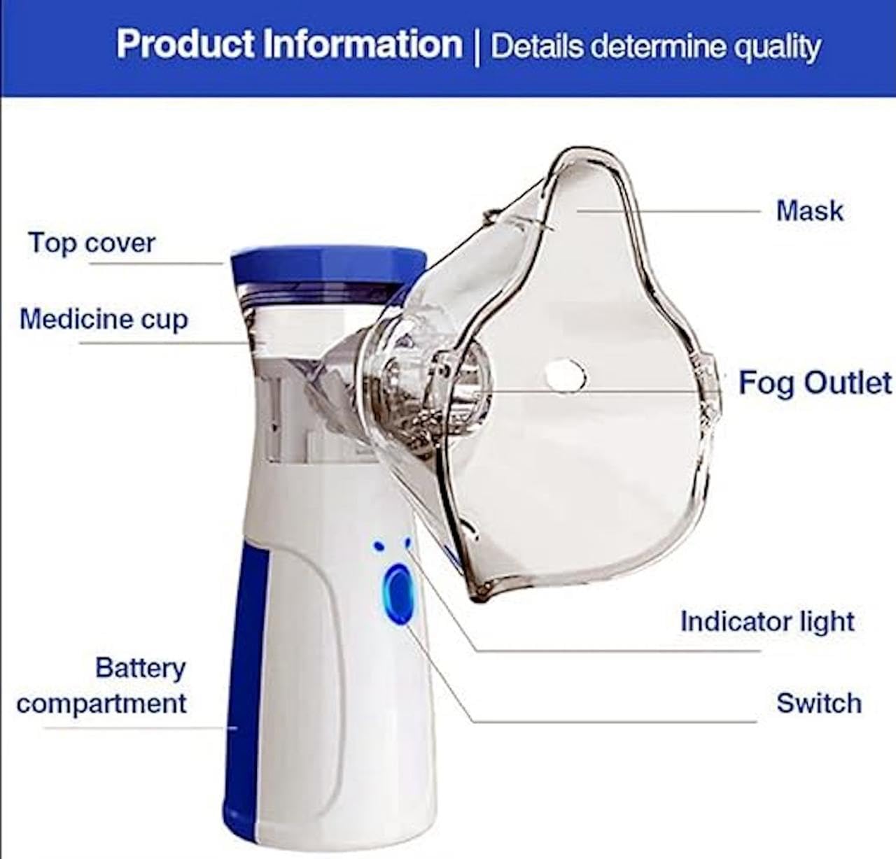 Portable Mesh Nebulizer – Silent Ultrasonic Vaporizer for Asthma, Cold & Cough Relief