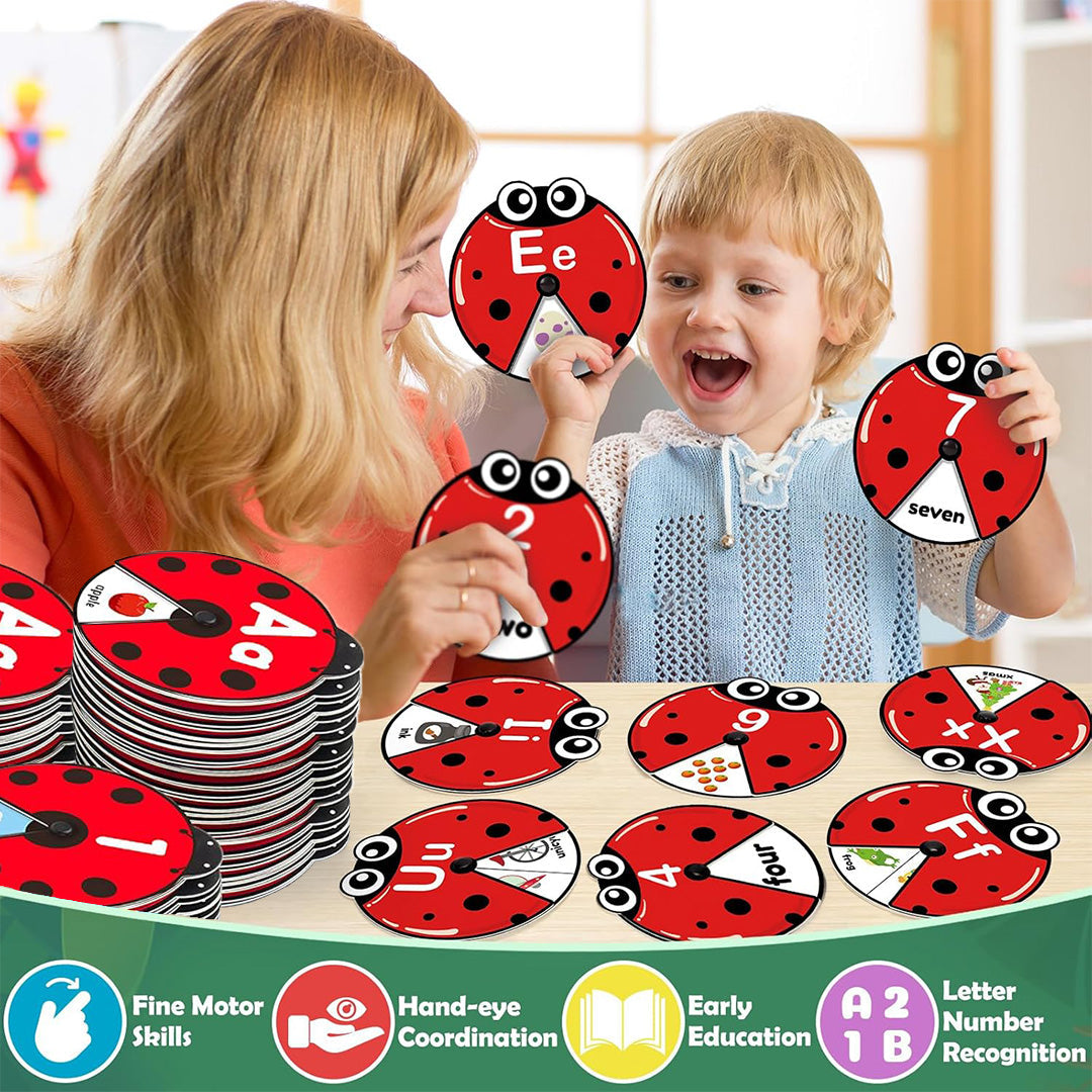 Early Learning Montessori Spinning Flash Cards – ABC 123 Alphabet & Number Toy for Kids (3–5 Years) | Phonics Game, Learn to Read, Speech Therapy & Preschool Educational Gift